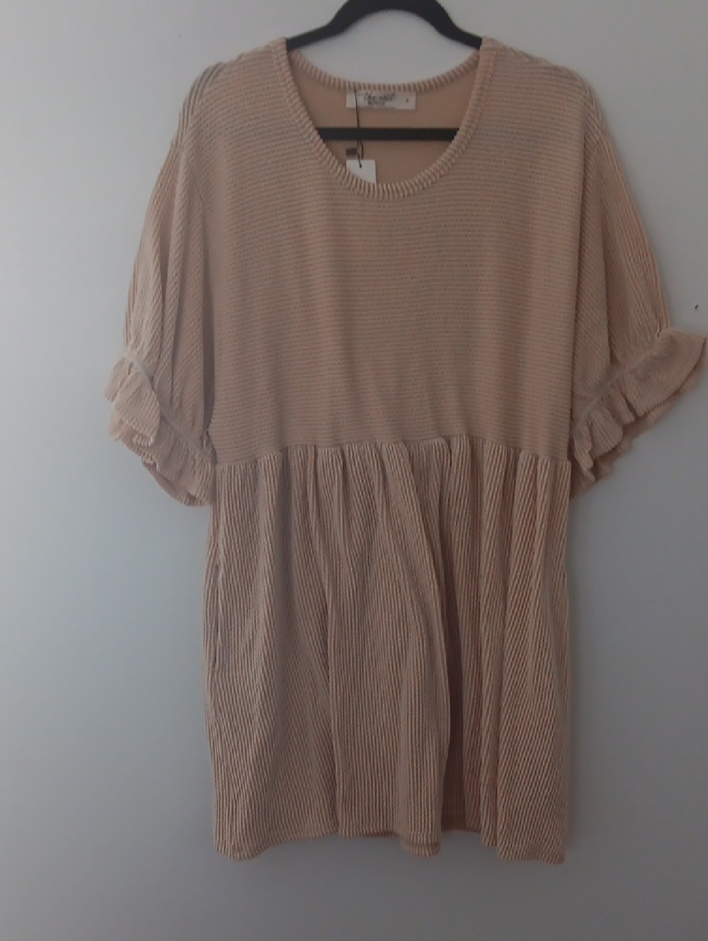 Three Bird Nest Ribbed BabyDoll Dress #3688
